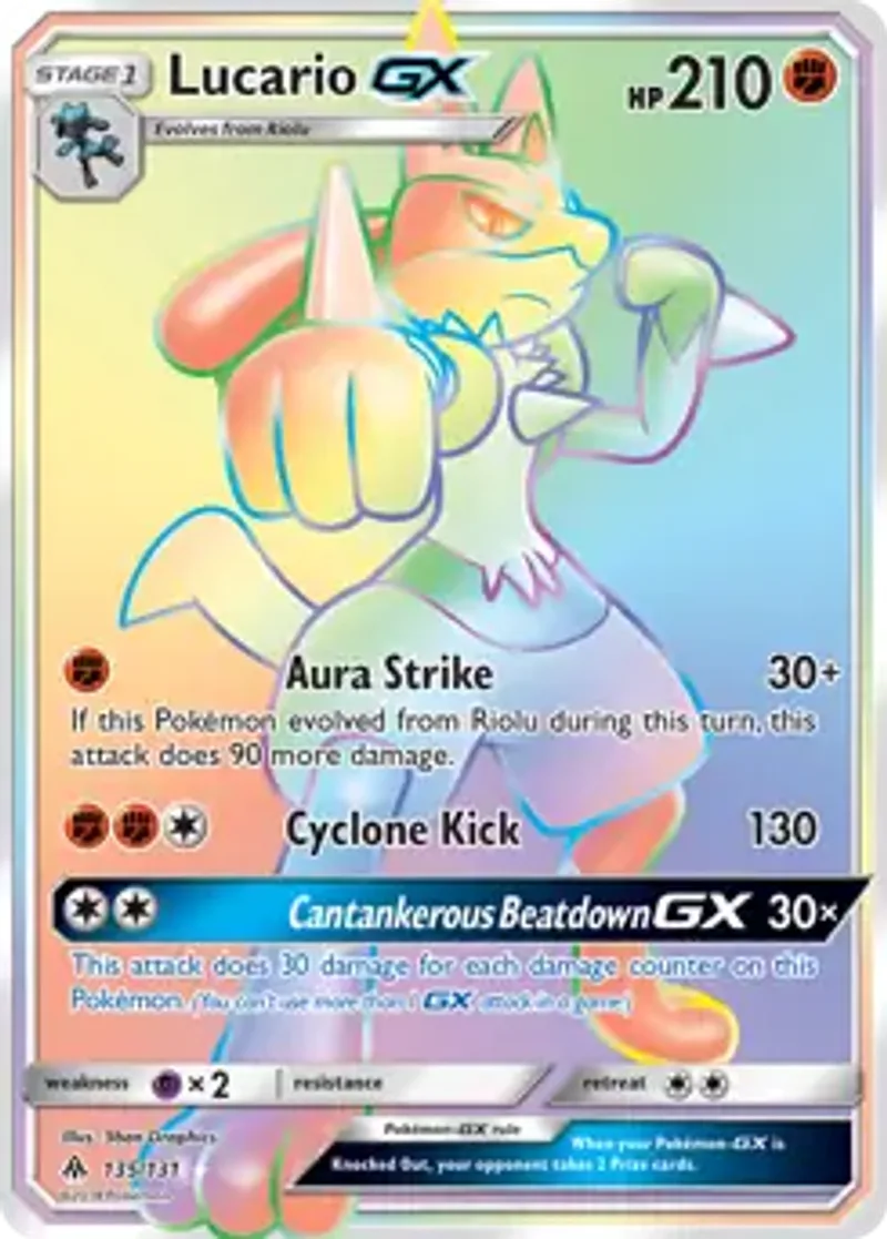 Pokemon Forbidden Light Lucario GX #135