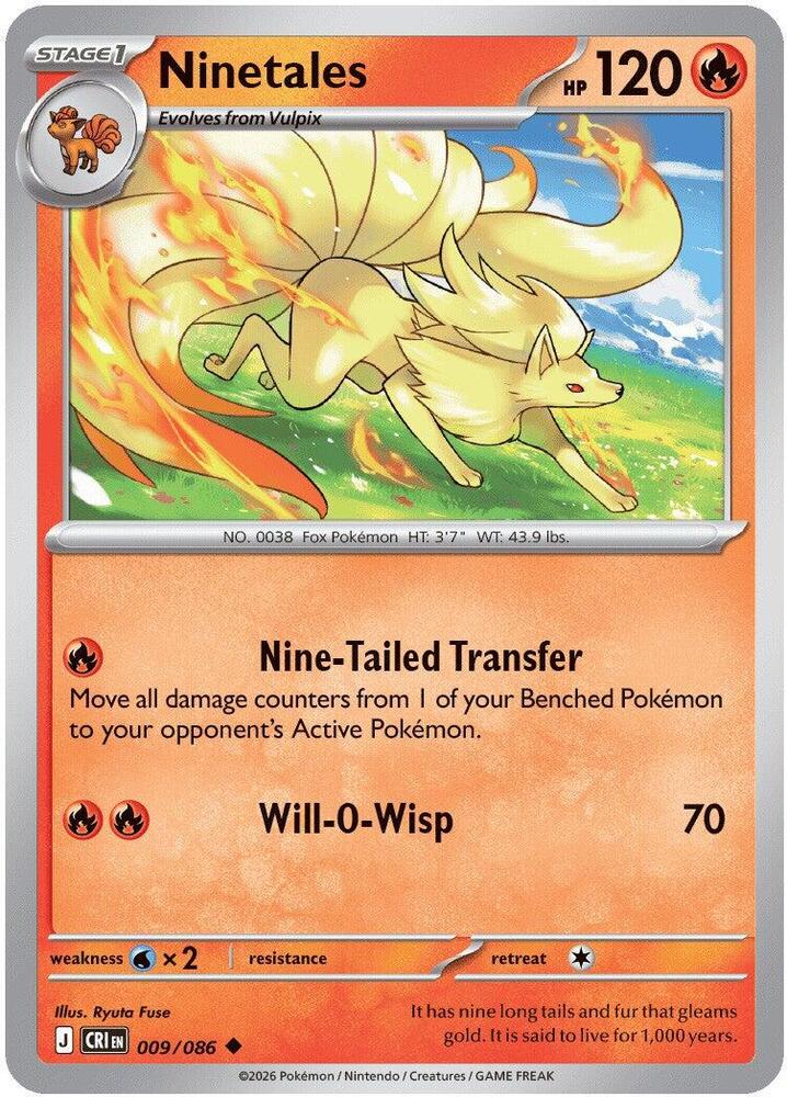 Pokemon Chaos Rising Ninetales Reverse Holofoil #9