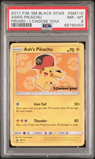 #SM110 ASH'S PIKACHU PSA 8