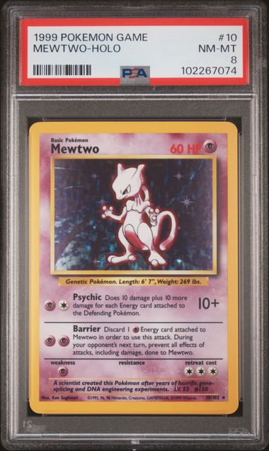 #10 MEWTWO-HOLO PSA 8