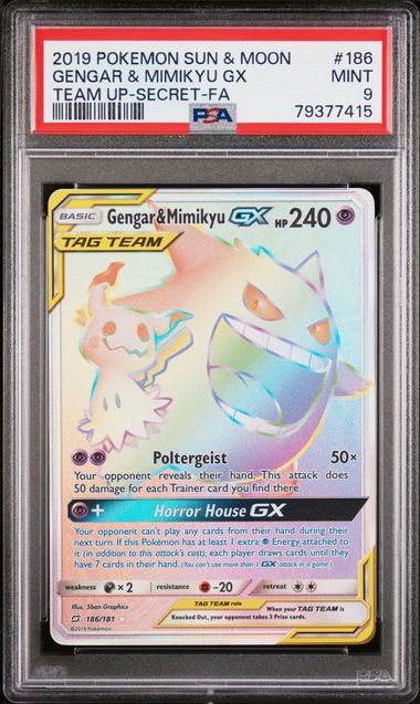 #186 GENGAR & MIMIKYU GX PSA 9