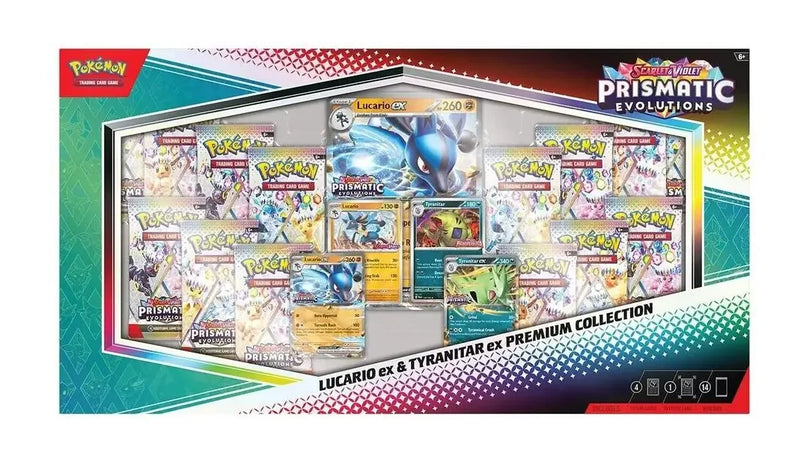 Pokemon Prismatic Evolutions Lucario ex & Tyranitar ex Premium Collection