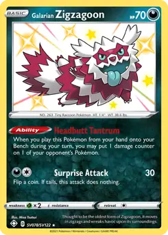 Pokemon Shining Fates Galarian Zigzagoon #SV078