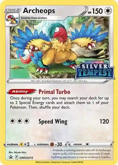 Pokemon Sword & Shield Promo Archeops Staff Prerelease #SWSH272