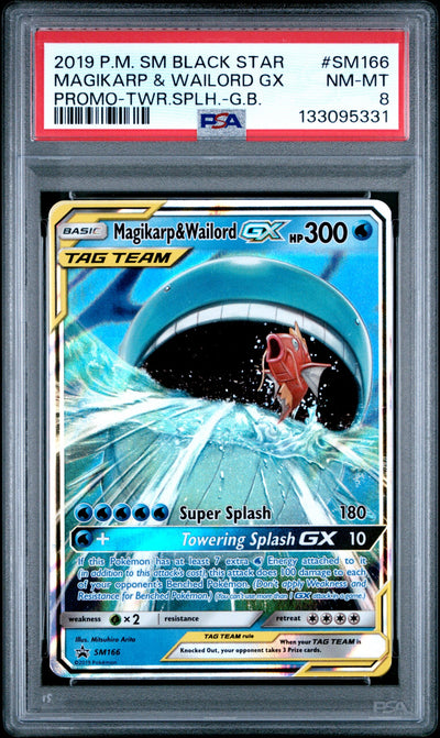 #SM166 MAGIKARP & WAILORD GX PSA 8